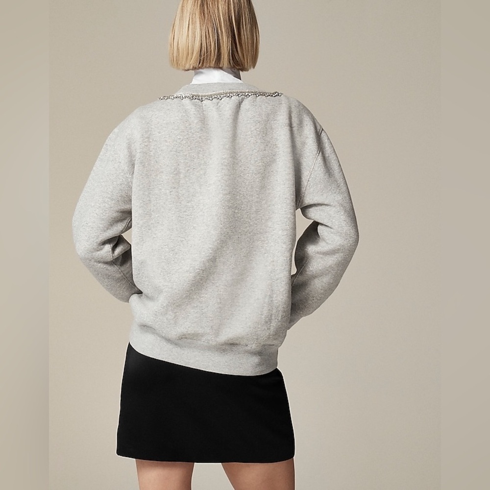 J. Crew Heritage Fleece Crewneck Sweatshirt with Embellishments - Picture 3 of 9